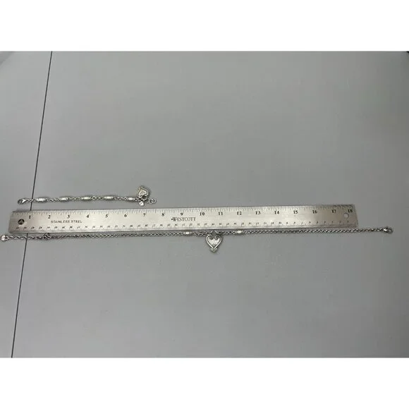 Brighton Blaire Heart Pendent Chain Necklace & Beaded Charm Bracelet Silver Tone - Picture 6 of 6